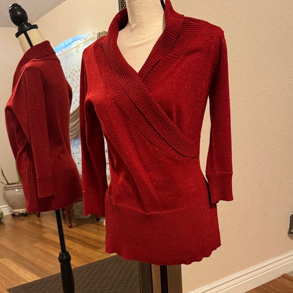 AGB Deep Red V-Neck Sweater